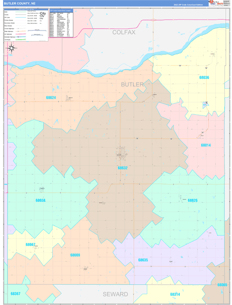 Butler County, NE Wall Map