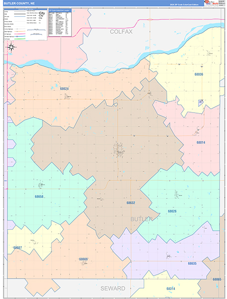 Butler County, NE Zip Code Map