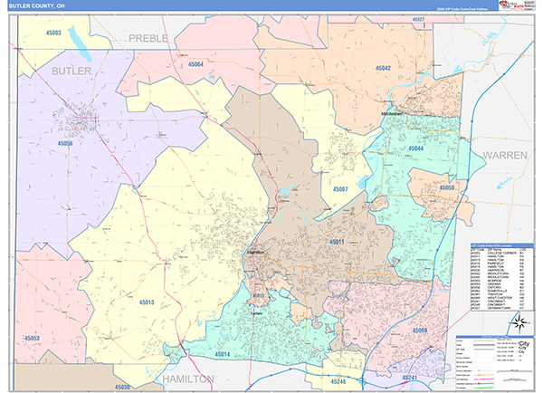 Butler County, OH Zip Code Map