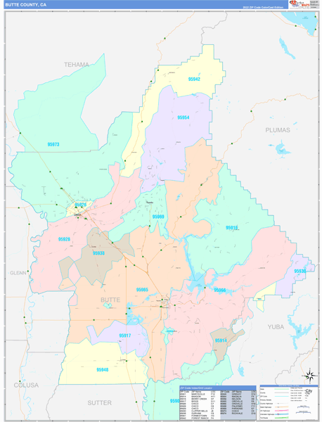 Butte County, CA Zip Code Map