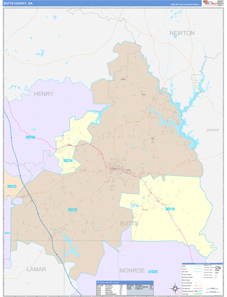 Butts County, GA Zip Code Map