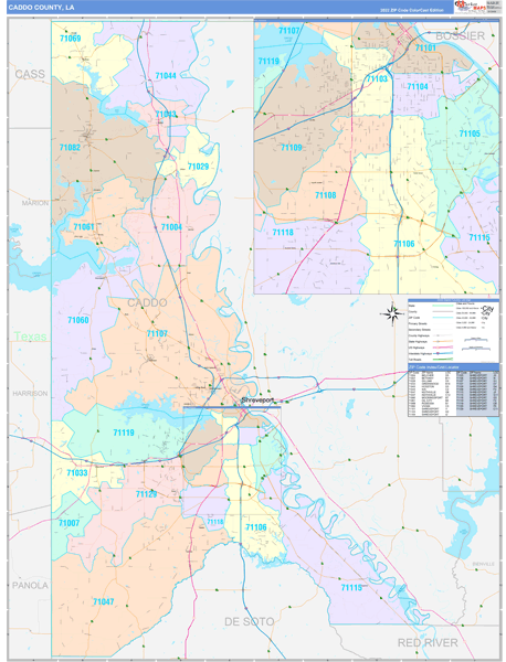 Caddo Parish (County), LA Wall Map