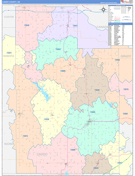 Caddo County, OK Zip Code Map