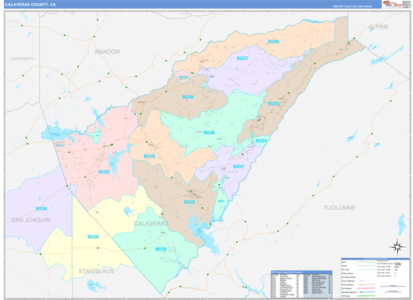 Calaveras County Digital Map Color Cast Style