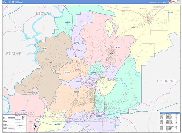 Calhoun County, AL Zip Code Map
