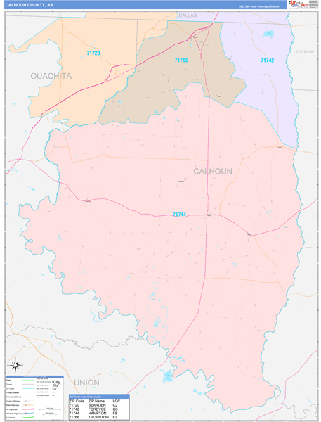 Calhoun County, AR Zip Code Map