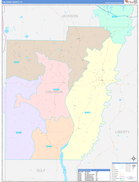Calhoun County, FL Zip Code Map