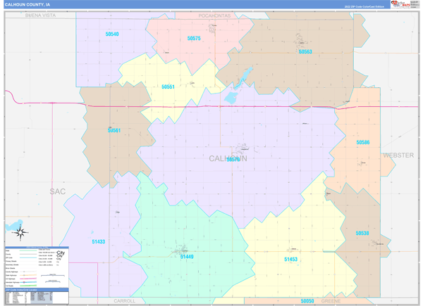 Calhoun County, IA Zip Code Map