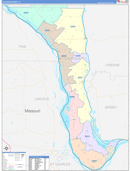 Calhoun County, IL Wall Map