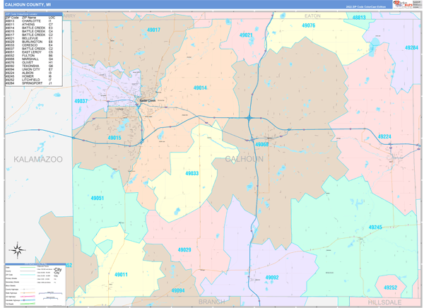 Calhoun County Digital Map Color Cast Style
