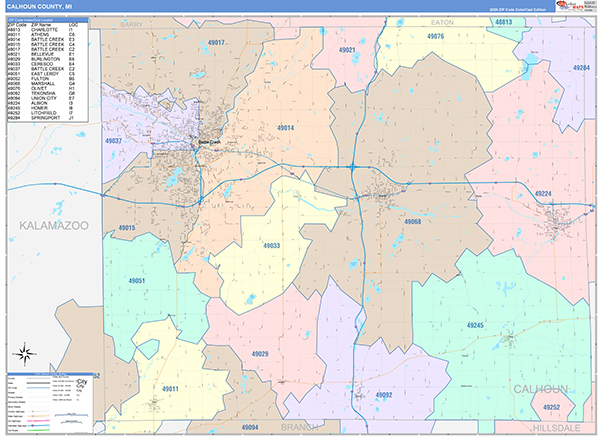 Calhoun County, MI Zip Code Map