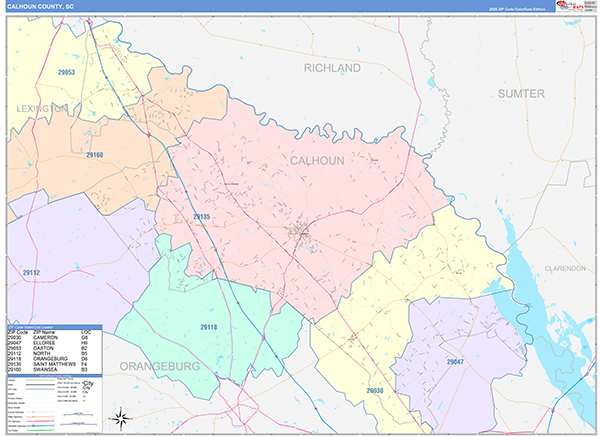 Calhoun County, SC Zip Code Map