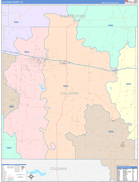 Callahan County, TX Zip Code Map