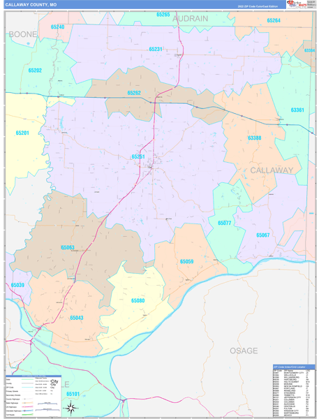 Callaway County, MO Zip Code Map
