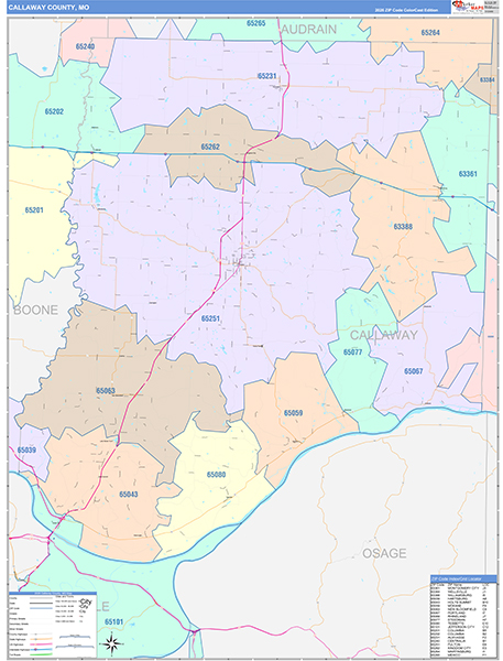 Callaway County, MO Zip Code Map