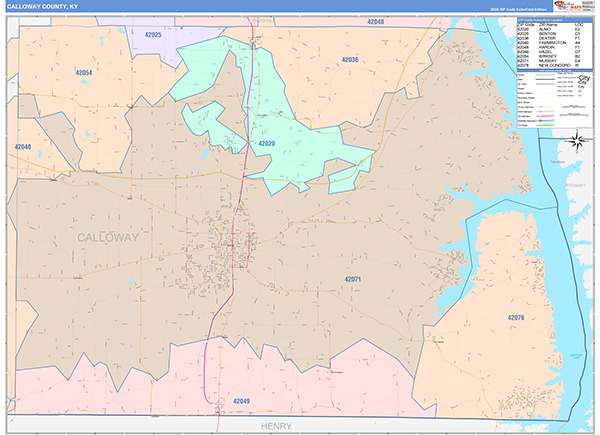 Calloway County, KY Zip Code Map