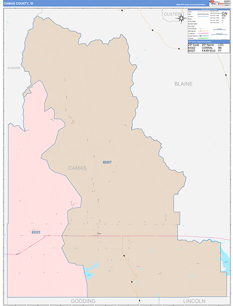Camas County, ID Wall Map