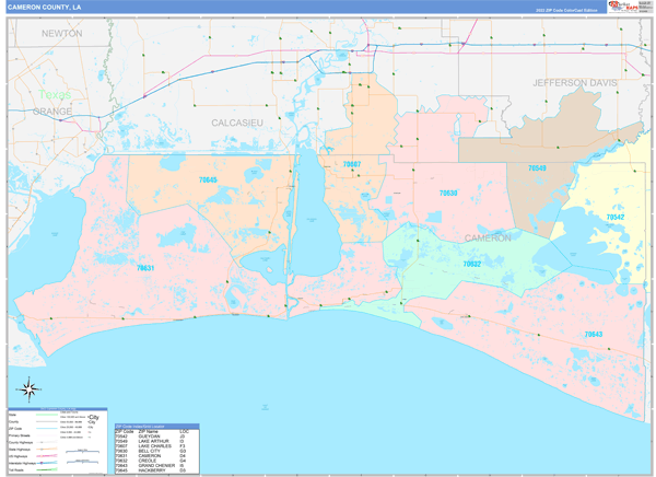 Cameron Parish (County), LA Wall Map