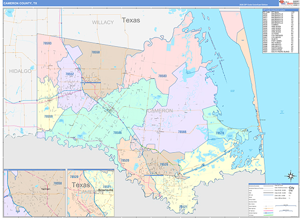 Cameron County, TX Zip Code Map
