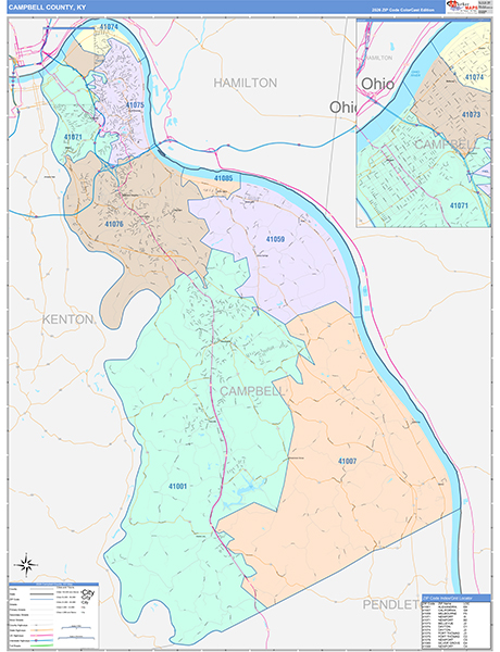 Campbell County, KY Zip Code Map
