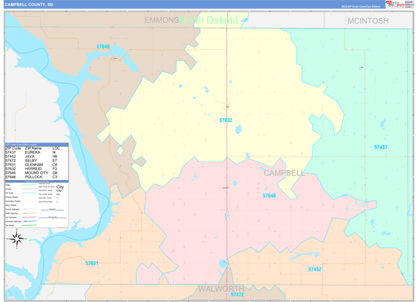 Campbell County Digital Map Color Cast Style
