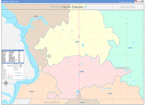 Campbell County, SD Zip Code Map