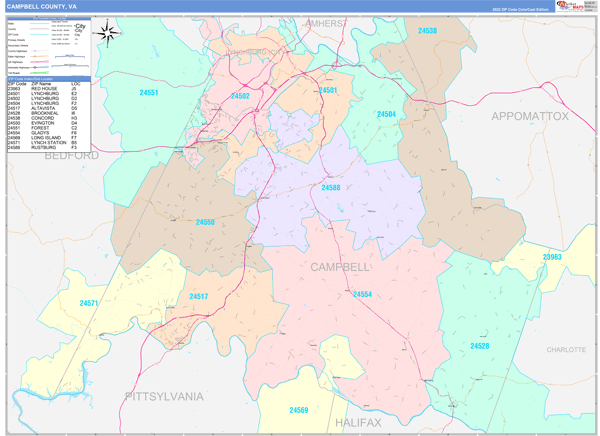Campbell County Digital Map Color Cast Style