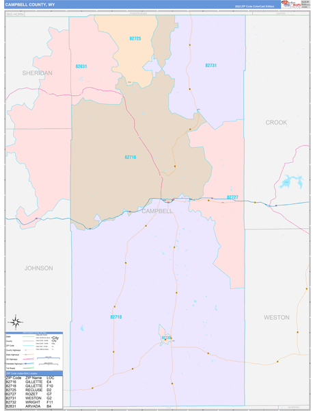 Campbell County, WY Zip Code Map
