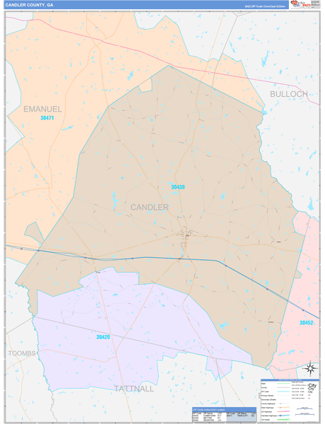 Candler County, GA Wall Map