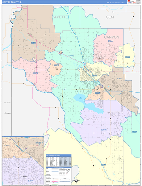 Canyon County, ID Zip Code Map