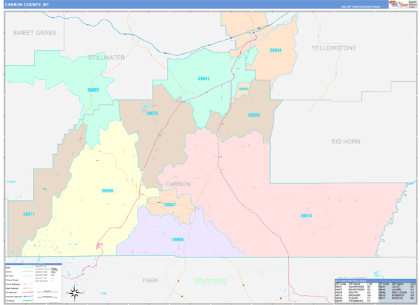 Carbon County, MT Wall Map