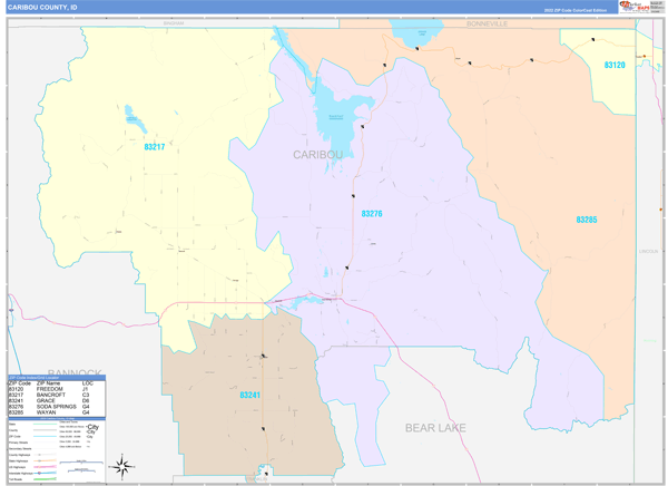 Caribou County, ID Wall Map