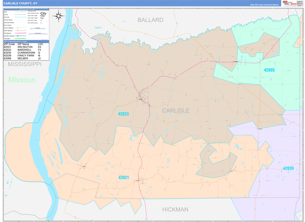 Carlisle County, KY Wall Map