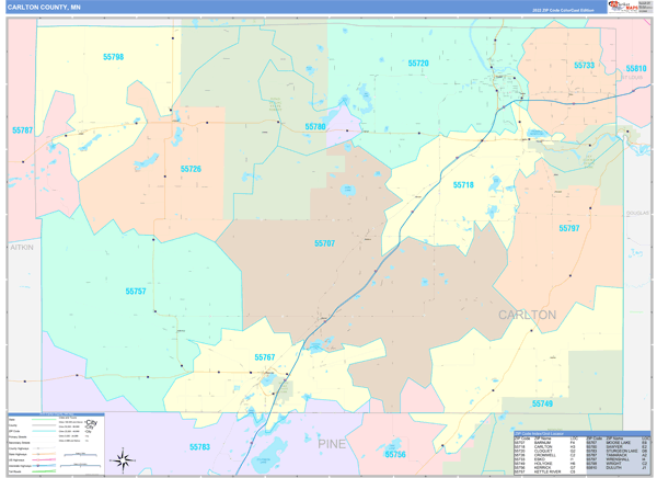 Carlton County Digital Map Color Cast Style