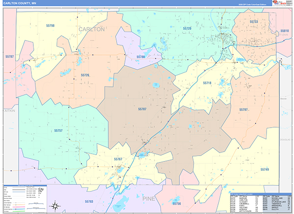 Carlton County, MN Zip Code Map