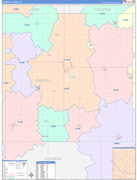 Carroll County, IA Zip Code Map