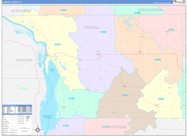 Carroll County, IL Zip Code Map