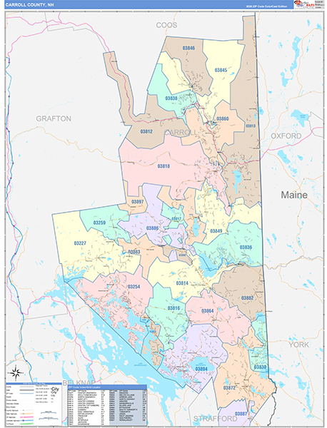 Carroll County, NH Zip Code Map