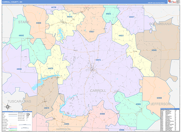 Carroll County, OH Wall Map