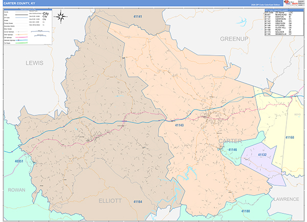 Carter County, KY Wall Map