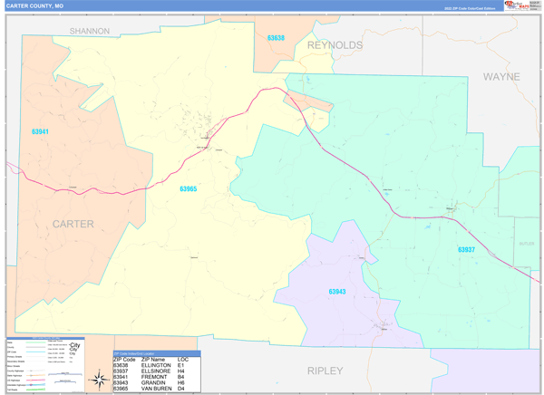 Carter County, MO Wall Map