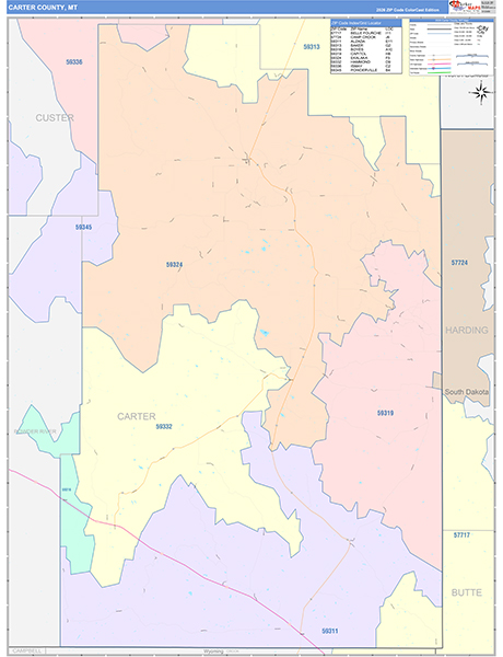 Carter County, MT Zip Code Map