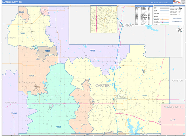 Carter County, OK Wall Map