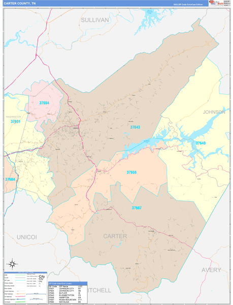 Carter County, TN Wall Map