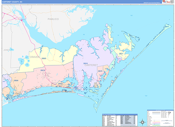 Carteret County, NC Zip Code Map
