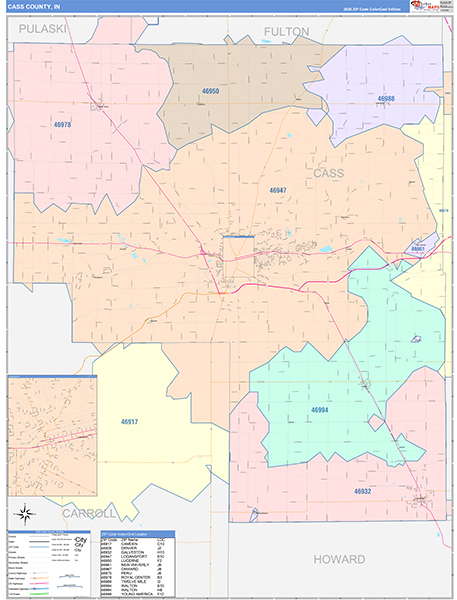 Cass County, IN Zip Code Map