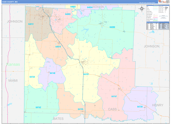 Cass County, MO Zip Code Map