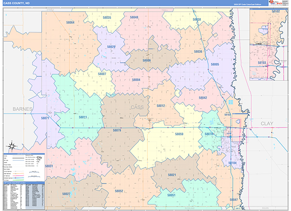 Cass County, ND Wall Map