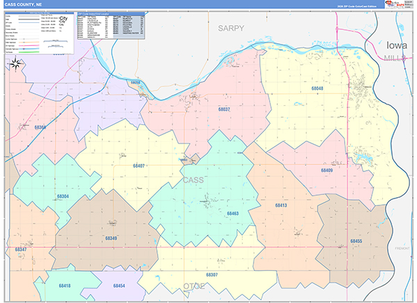 Cass County, NE Zip Code Map