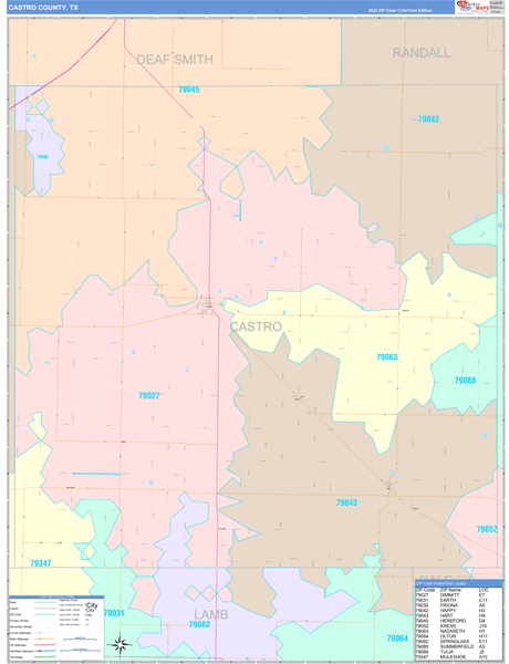 Castro County, TX Zip Code Map